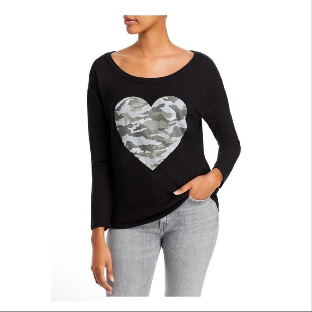 Chaser Heart Graphic Scoop Neck Pullover Top